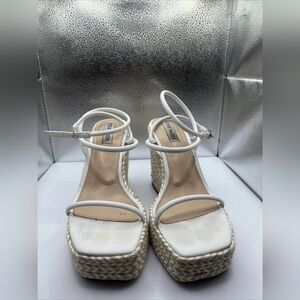 Steve Madden White Platform Wedge Sandals